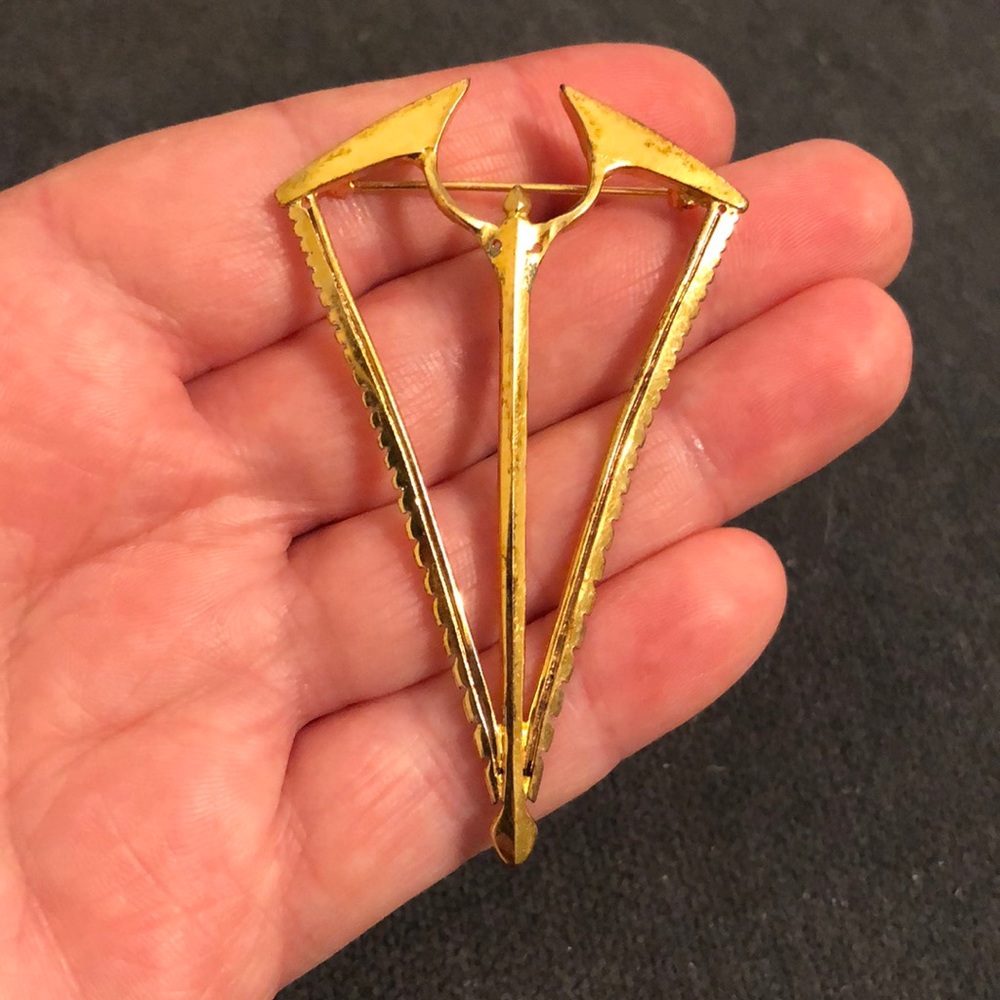 Vintage Gold Over Sterling Silver Shield Style Brooch Pin
